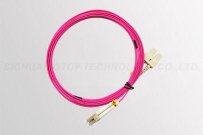 China Longitud modificada para requisitos particulares conector rosado del LC del duplex del cordón de remiendo de la fibra óptica del milímetro en venta