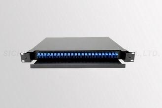 China SC / UPC Blue 24 Core Fiber Optic Patch Panel 19 Inch Rack Mounted for sale