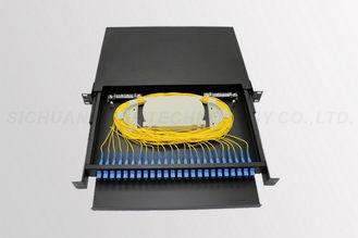 China SC / UPC 24 Core Fiber Optic Patch Panel Blue Color 19 Inch Rack Mount for sale