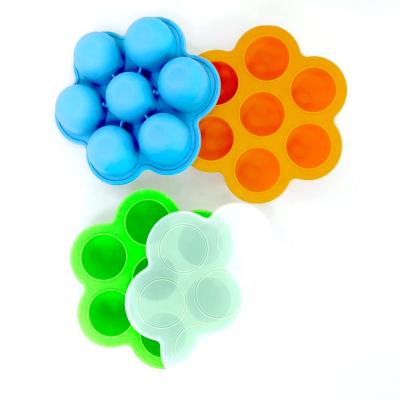 China Reusable Large Silicone Ice Cube Trays With Lids Sphere Whiskey Silicone Ice Ball Maker Ice Cube Big Mold Easy Release for sale