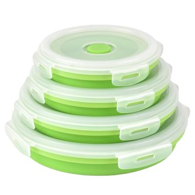 China Sustainable Collapsible Food Storage Container With Airtight Collapsible Round Lid And Venting Clamshell Silicone Lunch Box For Food for sale