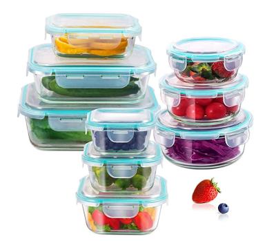 China Freshness Preservation Airtight Freezer Oven Meal Prep Glass Food Safe Storage Containers Lunch Bento Box Set With Locking Lids for sale