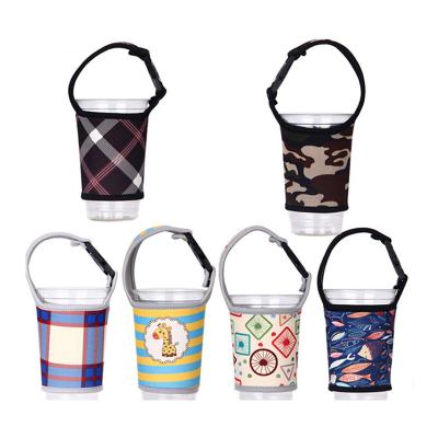 China Neoprene Insulated Coffee Cup Sleeves Tumbler Carrier Holder Pouch With Shoulder Strap for sale