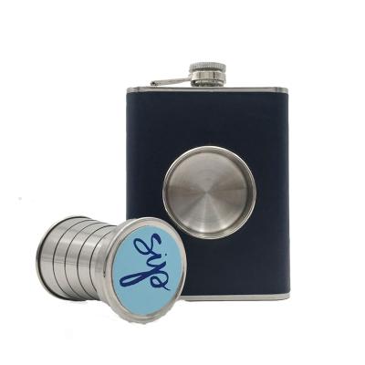 China Portable 8 oz stainless steel hip flask shot flask with collapsible cup 2 oz. shot glass for sale