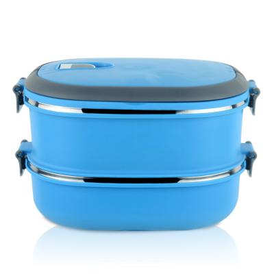 China Durable airtight seal lid and stainless steel inner stacking lunch box two layers of lunch box for sale