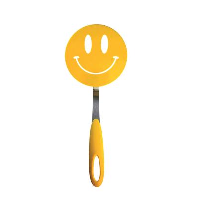 China Kitchenroom Smiley Stick Cute Non Cooking Turner Cookware Nylon Heat Resistant Spatula For Fish Egg Pancakes for sale