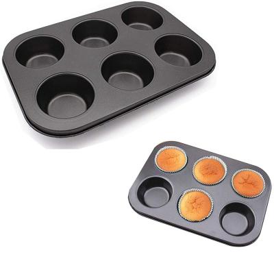 China Sustainable 6 Hole Mince Pie Baking Tray Non-Stick Baking Cake Mold Carbon Steel Bakeware Pan for sale