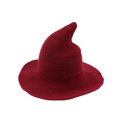 China Striped Folding Wool Knit Hat Witch Cosplay Halloween Masquerade Party Halloween Witch Hat for sale