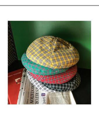 China Character Ladies Hats Vintage Plaid Berets Breathable Painter Hats Octagonal Hats