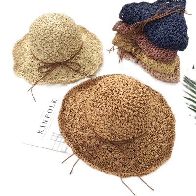 China Image Straw Hats Breathable Outdoor Handmade Natural Paper Folding Straw Hat for sale