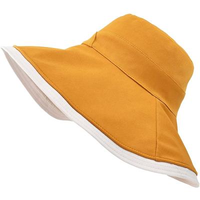 China Sun Striped Hats For Women Summer Full Cotton Foldable Soft Hat Beach Rolled Hat for sale