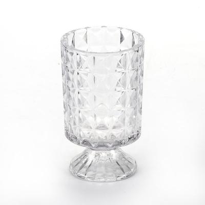 China Home Decoration Customized Crystal Candles Jars Luxury White Glass Candle Container Holder Popular Cheap for sale