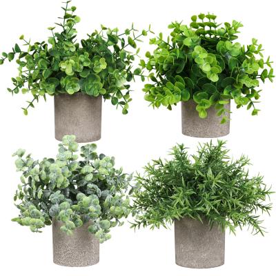 China Decoration Home Office Room Office Decor Rigs Plants Plastic Artificial Pot Eucalyptus Plants And Spirit Flowers for sale