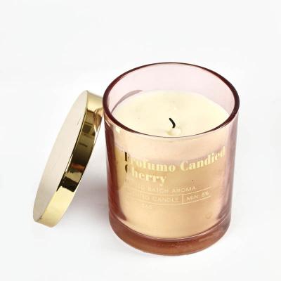 China Wholesale Home Decoration Gifts Decorative Candles Wax Glass Jar Luxury Gold Scented Tins Candles With Lid for sale