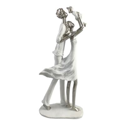 China Modern White Silver Art Decor Resin Family Art Sculpture Home Decor Accessory for sale