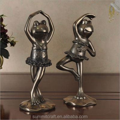 China Europe Resin Cold Casting Dancing Frog Bronze Figurine for sale