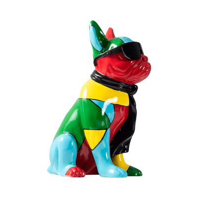 China High Gloss Colorful Resin Art Statue Modern Bulldog Sculpture Resin Sculpture From Europe for sale