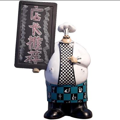 China 15inch Fat Europe Polyresin Style European Kitchen Chef Statue With Board for sale