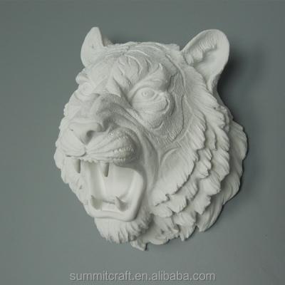 China Small Tiger Resin 3d Handwork White Animal Head Wall Mounted Decoration for sale