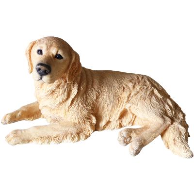 China Europe Resin Golden Retriever Figurine Golden Retriever Dog Souvenir Model Figurine for sale