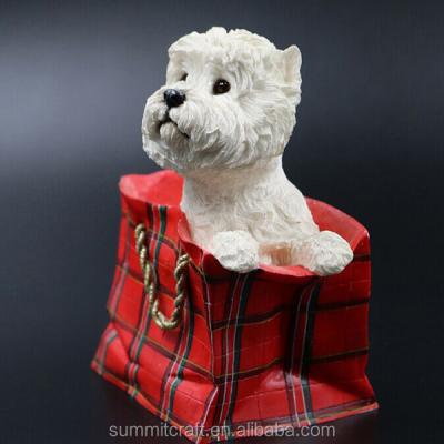 China Mini Europe Resin West Highland White Terrier In Gift Box Dog Statue for sale