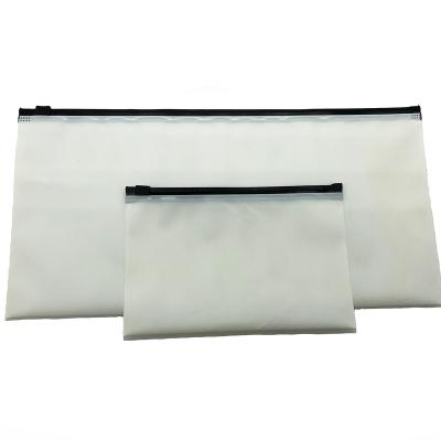 China Every Industries Matte Frosted White CPE Tote Bag Zip Lock Top CPE Bag Frosted Poly Bag for sale