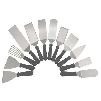 China Easily Cleaned Spatula Turner Griddle BBQ Tools 01P02 Food-Rated Stainless Steel PP Handle 12 PC Flat Surface Grill Custom Spatula for sale