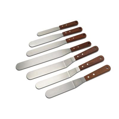 China 01W01M Sustainable Icing Spatula Food-Rated Stainless Steel Merbauwood Handle 7 PC Spatel Cake houten handvat for sale