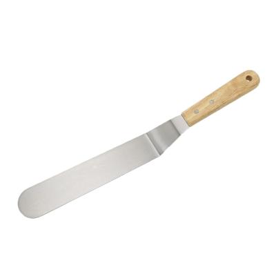 China 01W01R-016 Sustainable Food-Rated Rubberwood Stainless Steel Angled Glazing Spatula 14.5