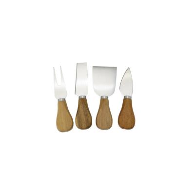 China 02W04-802 Sustainable Food-Rated Stainless Steel Cheese Spreader Rubberwood Set Cheese Tools 4pc Cheese Knives for sale