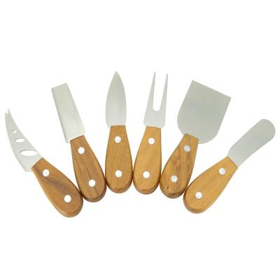 China 02W03-801 Sustainable Food-Rated Stainless Steel Acacia Wood Wholesale 6pc Cheese Knife Set for sale