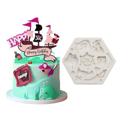 China Pirate Ship Sailor One Piece Disposable Fondant Molds for Mold Silicone Cupcake Clay Mold for sale