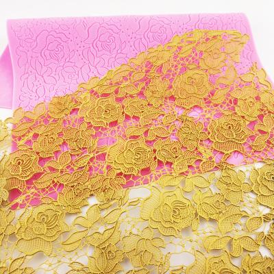 China Disposable Pink Lace Silicone Mold Ankara Gold Supplies Cake Baking Decoration for sale