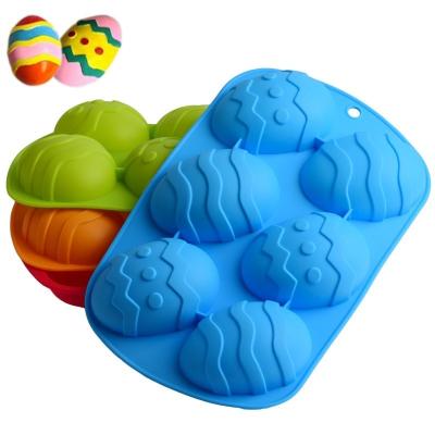 China Viable 6 Cavity Easter Egg Chocolate Molds Easter Bunny Fondant Cake Decorating Tools Silicone Soap Molds for sale