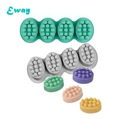 China 2021 Disposable Silicone 4 Cavity Elliptical Massage Soap Mold DIY Handmade Natural Roses for sale