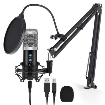 China Professional Studio Condenser Microphone USB New Usb Cover 3.5mm Cable BM858 For PC With Tripod Shock Mount Holder Mikrofon Karaoke for sale