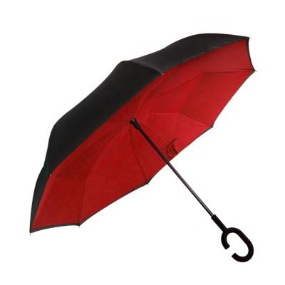 China Traditional Free Standing Umbrella Inverted Double C Stand Handle Umbrella Long For Vehicle for sale