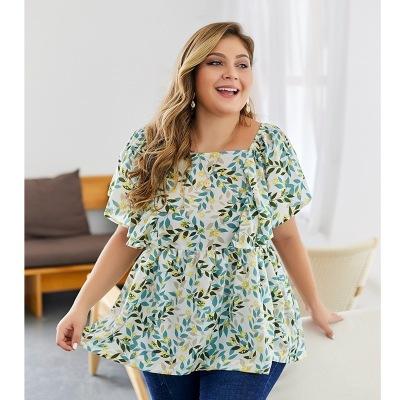 China IHJ4081 Summer hot-selling women's breathable clothing plus size fashion printed short sleeve shirts for sale