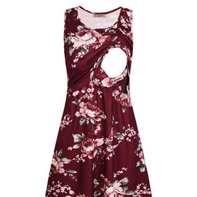 China Floral Elegant Maternity Dress IHSM175 Sleeveless Pregnant Women Clothes Breathable Nursing Clothing for sale