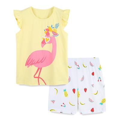 China IHJ5168 Children's Casual Clothing Sets Summer Girls Cotton Cartoon Short Sleeve T-shirt Two-piece Sets for sale