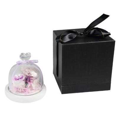 China Gifts Plant Preserved Flowers In Glass Dome Mothers Day Flower Heads Real Preserved Carnation for sale