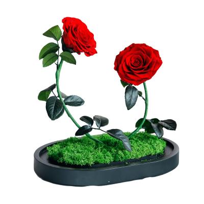 China Gifts Most Popular Immortal Preserved Stem Flowers Roses In Glass Dome Lovers Valentine's Day Or Christmas Gift for sale