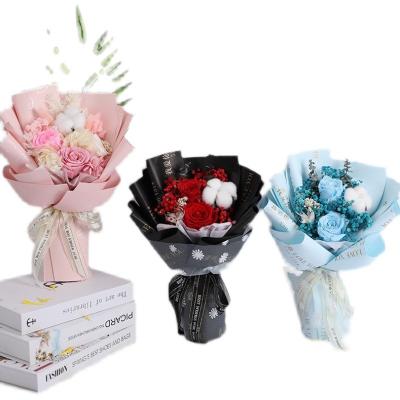 China 2022 Preserved Flower Arrangement Wholesale Dried Flower Gift Rose Bouquet Valentine's Day Bouquet Box Flower Bouquet Box Packaging for sale