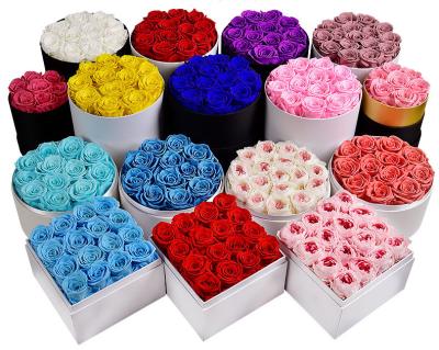 China Wedding preserved decotation Yunnan supply rose with gift box valentine rose gift box eternal natural real rose for valentines day 2022 for sale