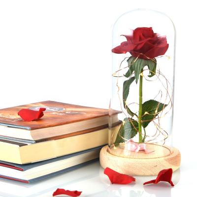 China Wholesale 2022 Beauty Of Wedding Decotation Ins Artificial Flowers And Galaxy Rose Preserved Eternal Preserved Roses Of The Beast LED The Real In Glass Dome for sale