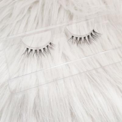 China Wholesale Handmade Strip 3D Mink Fur Half Eyelash Clear Half Crisscross Eyelash Seller Real for sale