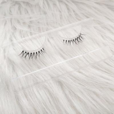 China Factory 3D Mink Fur Eyelashes Natural Clear Crisscross Half Stripe Flaps Real Mink Corner Half Eyelash for sale