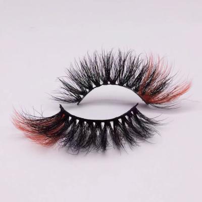 China 3D 25mm Colorful Handmade Free Blue Eyelashes Mink Eyelash Colored Lashes Cruelty Mink End Colored Red Lashes for sale