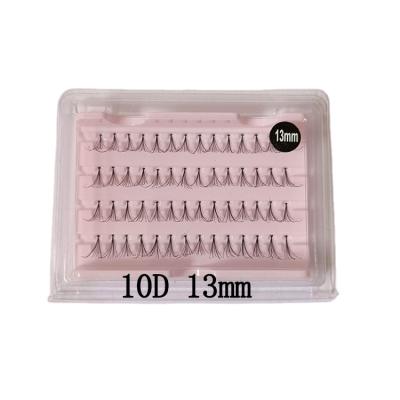 China Glitter & Natural Silk Eyelash 10D Volume 10D Lashes Extension 13mm Premade Fans Easy Loop Shimmery Highlights C Different for sale