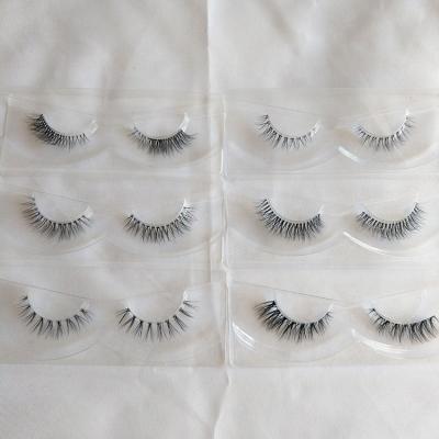 China Mink Fur Eyelashes Clear Band Long Lasting 3D Bottom Mink Lashes Short Length Natural False Eyelash for sale